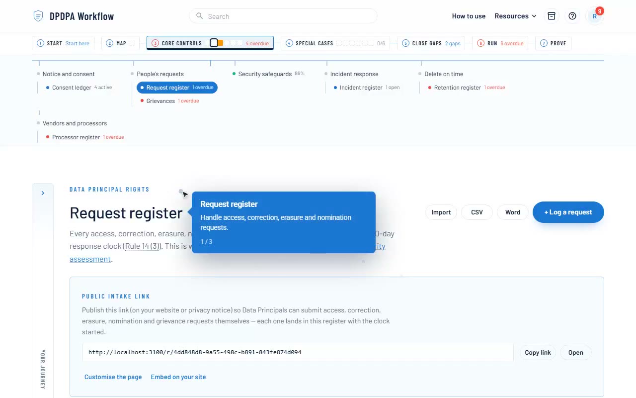 Data principal rights demo