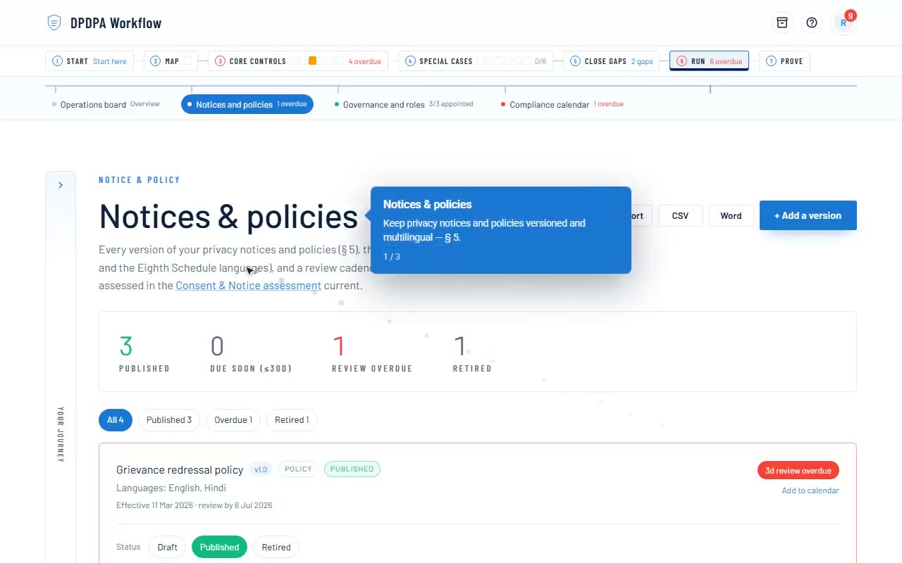 Notices & policies demo