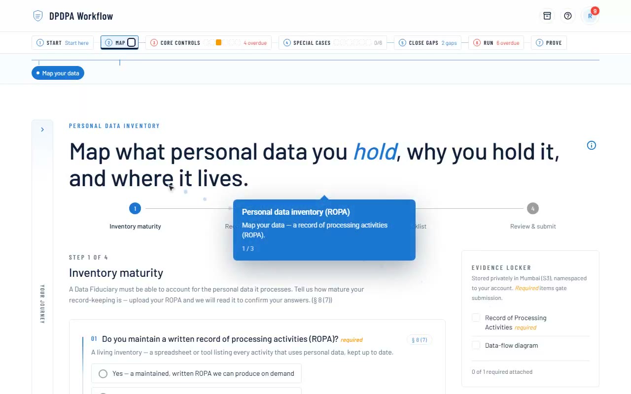 Personal data inventory (ROPA) demo