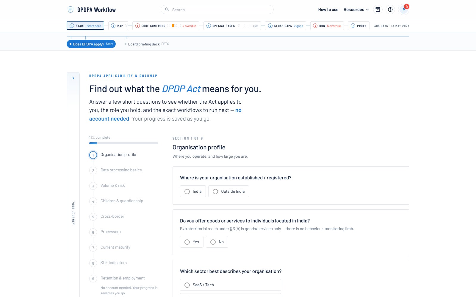 The free applicability check — screenshot