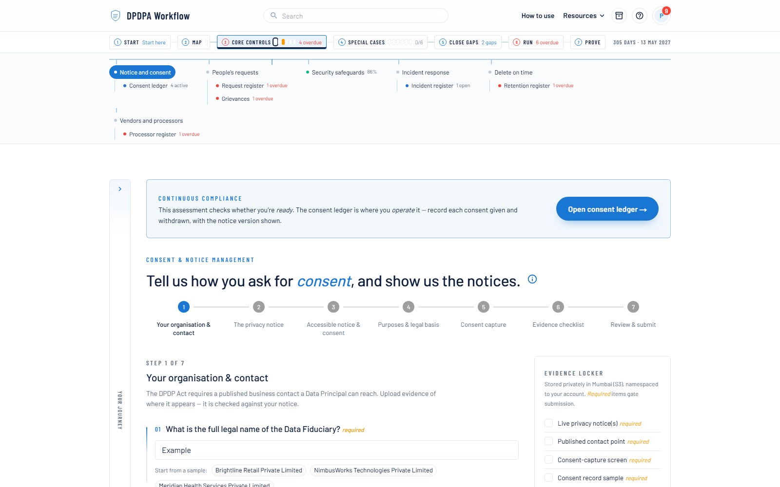 Consent & notice — screenshot