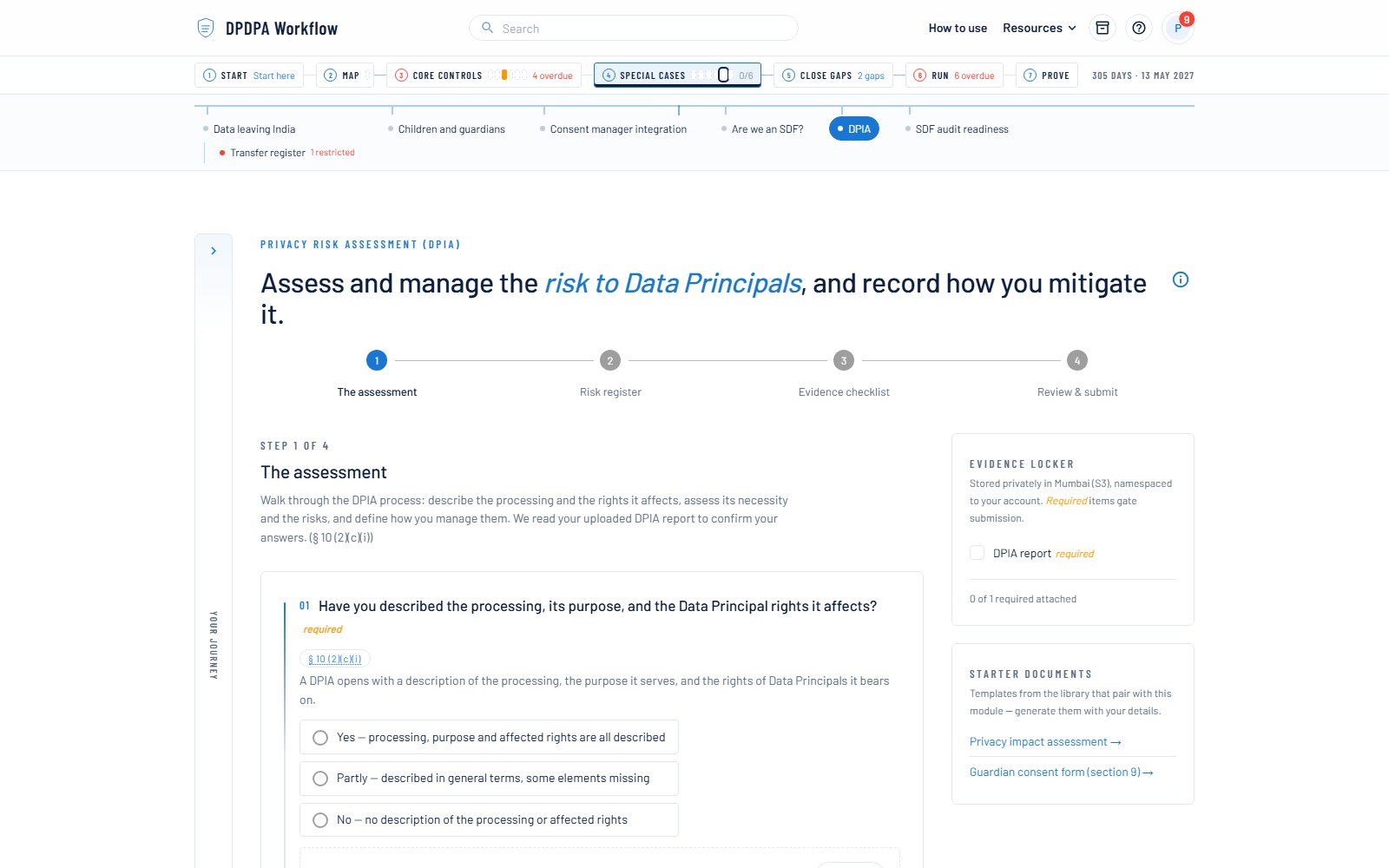 Data Protection Impact Assessment — screenshot