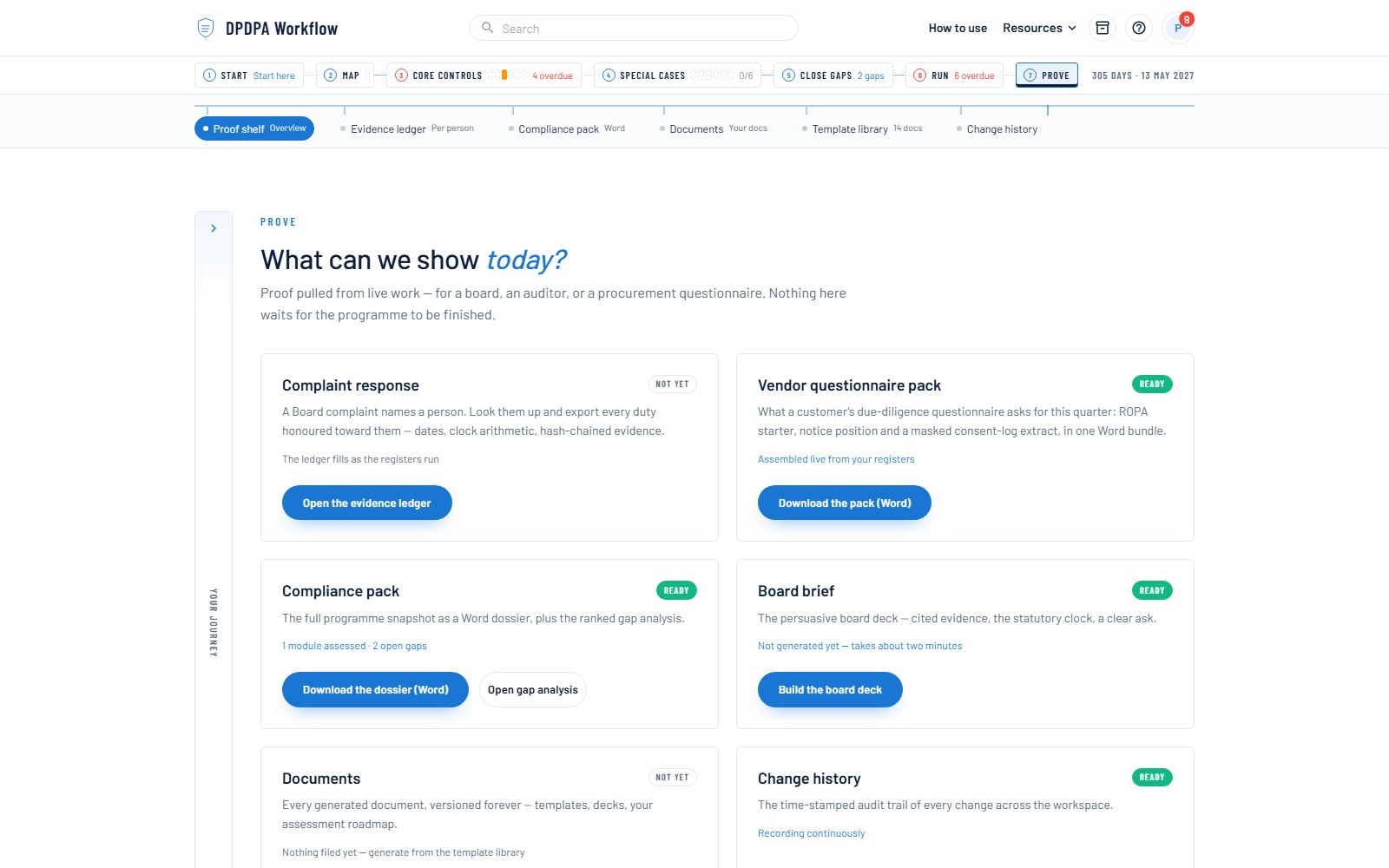 The proof shelf — screenshot