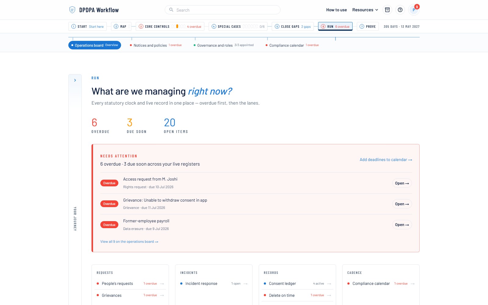 The operations board — screenshot