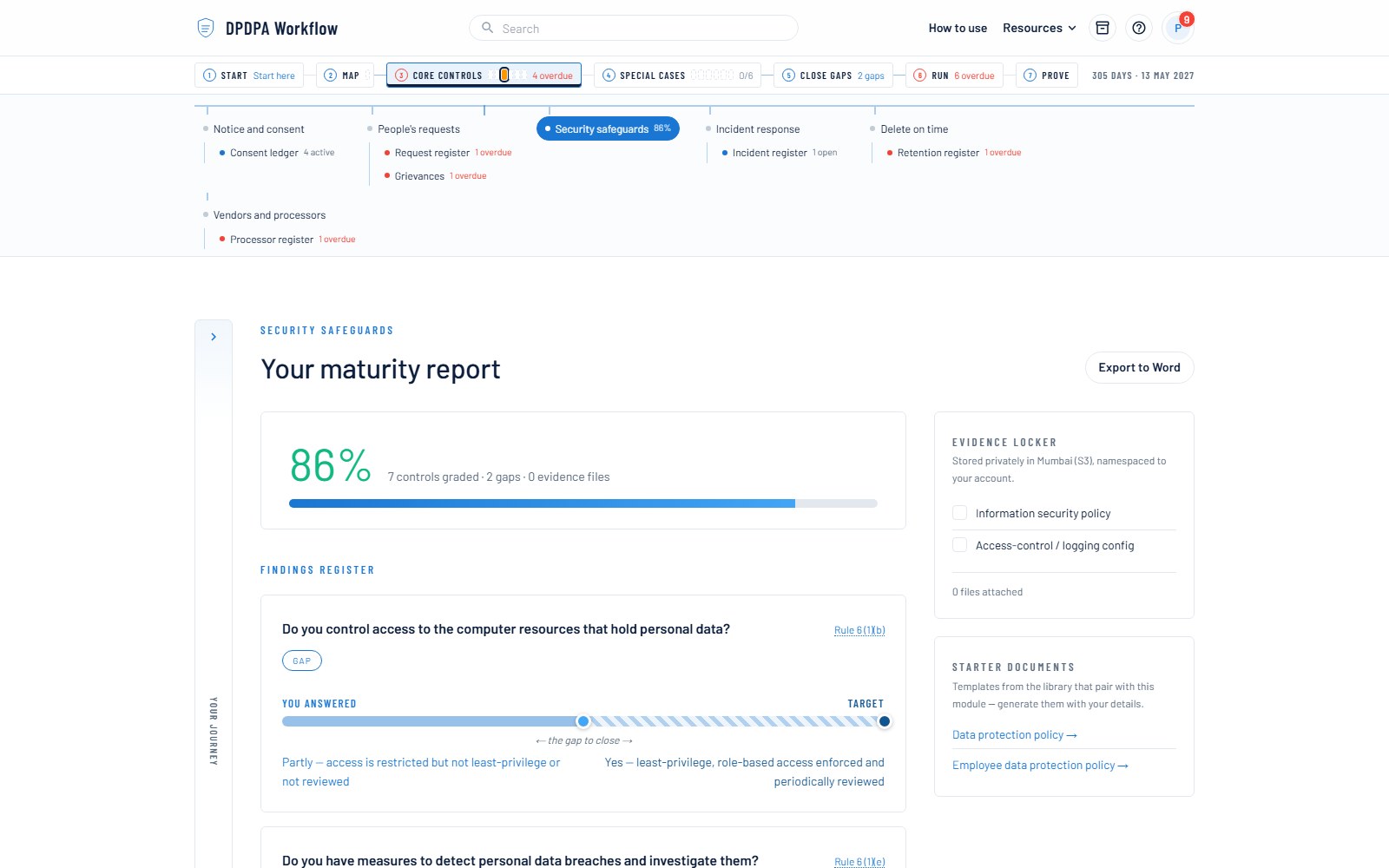 Security safeguards — screenshot