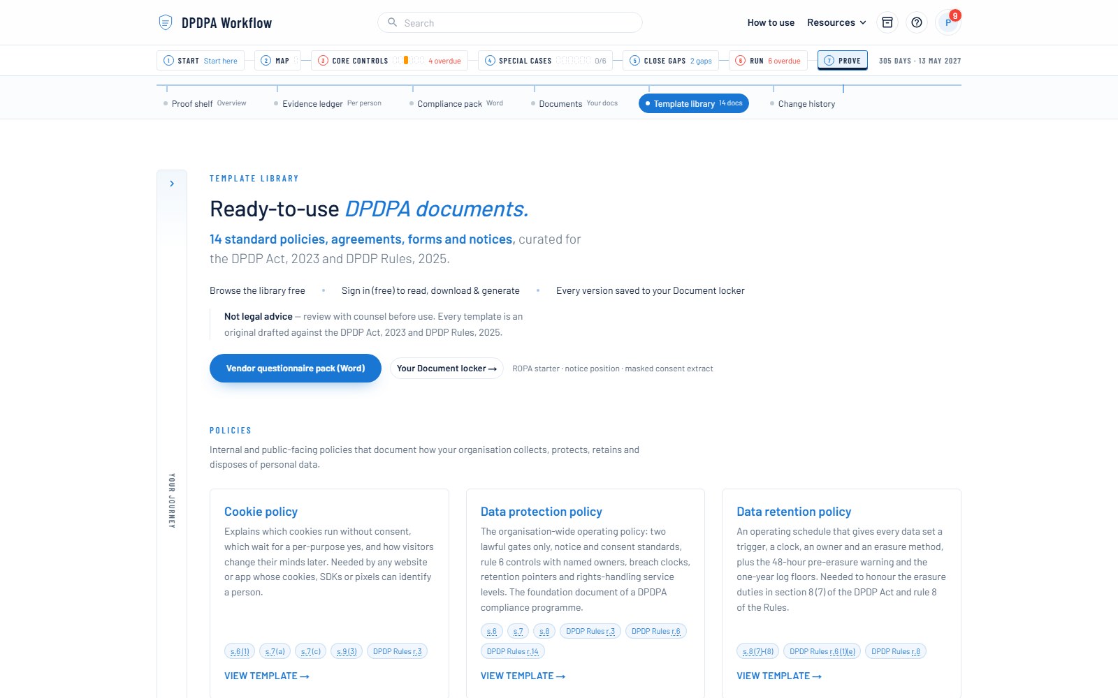 Template library — screenshot